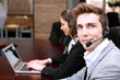 Call center operators at work.