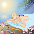 Vector illustration of young beautiful blonde in spa