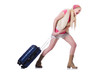 Young woman ready for summer vacation on white