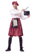 Scotsman with movie board on white
