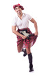 Scottish man dancing on white