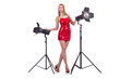 Model in the studio on white