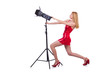 Model in the studio on white