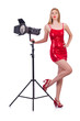 Model in the studio on white