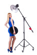 Model in the studio on white