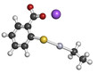 Thiomersal (thimerosal) vaccine preservative, molecular model.