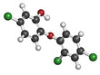 Triclosan antibacterial, molecular model.