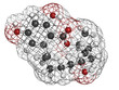 Zeranol (a-zearalanol) mycotoxin, molecular model