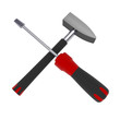 Tools - Screwdriver and Hummer isolated on white
