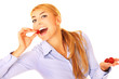 Photo: Women and raspberry. Women and raspberry.