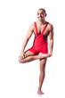 Young wrestler isolated on the white