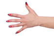 Nail art concept with hands on white