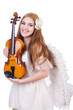 Young violin player isolated on white