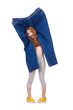 Woman in dieting concept with big jeans