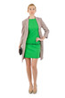Woman in fashion dress concept on white