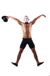 Naked muscular mime isolated on white