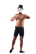 Naked muscular mime isolated on white