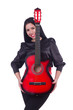 Guitar player isolated on the white