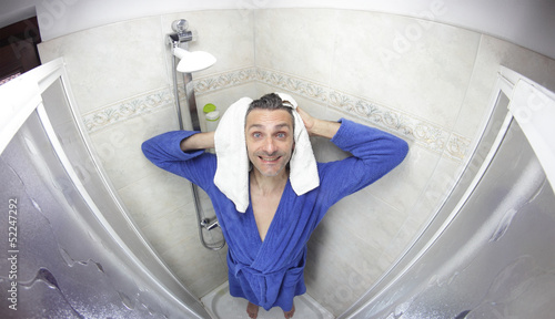 Photo: man in bathrobe man in bathrobe