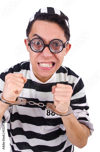 Photo: Funny convict isolated on the white Funny convict isolated on the white