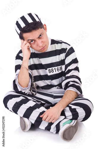 Photo: Funny convict isolated on the white Funny convict isolated on the white