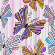 Vector: Striped seamless pattern with butterflies Striped seamless pattern with butterflies
