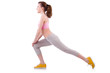 Young woman doing exercises on white