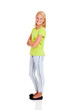 happy preteen girl side view portrait