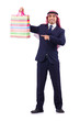 Photo: Arab man with shopping gifts on white Arab man with shopping gifts on white
