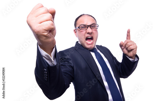 Photo: Funny businessman isolated on white Funny businessman isolated on white