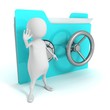 safe folder and white 3d man stop hand