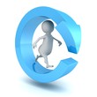 Illustration: 3d man running inside cycled blue arrow 3d man running inside cycled blue arrow