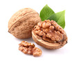 Walnuts with leaves