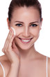 Beautiful Young Woman Touching Her Face.