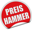 Illustration: Sticker rot rund cu PREISHAMMER Sticker rot rund cu PREISHAMMER