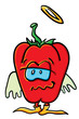 Funny cartoon pepper is angel