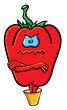 Funny cartoon pepper in the bucket