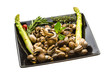 Escargot with asparagus, rosemary, thymus and tomato