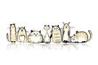 Funny cats family for your design