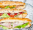 Long sandwiches made from integral bred with cheese and vegetabl