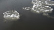 river swims big pieces of frozen snow