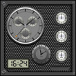 Vector: Watches and clocks on vector pattern background. Watches and clocks on vector pattern background.