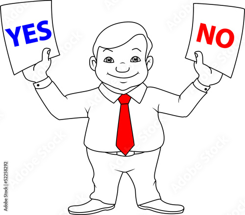 Vector: businessman, choice, yes or no businessman, choice, yes or no