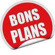 Sticker rot rund cu BONS PLANS