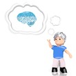 3d graphic of a isolated brain icon  thought by a 3d character