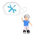 Illustration: mechanic icon thought by a 3d character mechanic icon thought by a 3d character