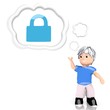 Illustration: 3d render of a save secure symbol thought by a 3d character 3d render of a save secure symbol thought by a 3d character