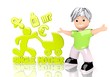 3d render of a young circle sign  with cute 3d character