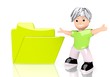 3d render of a young circle sign  with cute 3d character