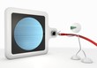 3d graphic of a cute circle symbol with futuristic 3d character